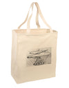 Helicopter Sketch Large Grocery Tote Bag-Natural-Grocery Tote-TooLoud-Natural-Large-Davson Sales