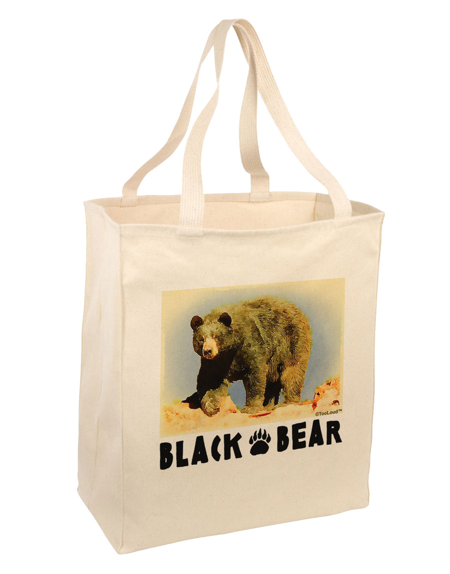 Black Bear Watercolor Large Grocery Tote Bag-Natural-Grocery Tote-TooLoud-Natural-Large-Davson Sales