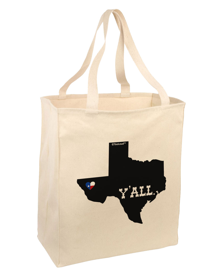 Texas State Y'all Design with Flag Heart Large Grocery Tote Bag by TooLoud-Grocery Tote-TooLoud-Natural-Large-Davson Sales