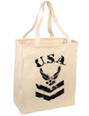 USA Military Air Force Stencil Logo Large Grocery Tote Bag-Grocery Tote-TooLoud-Natural-Large-Davson Sales