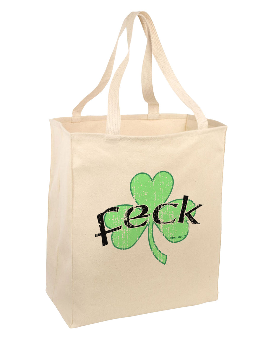 Feck - Clover Distressed Design Large Grocery Tote Bag by TooLoud-Grocery Tote-TooLoud-Natural-Large-Davson Sales