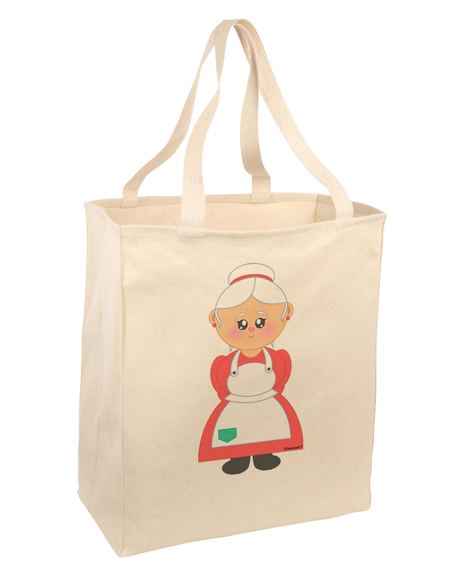 Cute Mrs Santa Claus Christmas Large Grocery Tote Bag-Grocery Tote-TooLoud-Natural-Large-Davson Sales