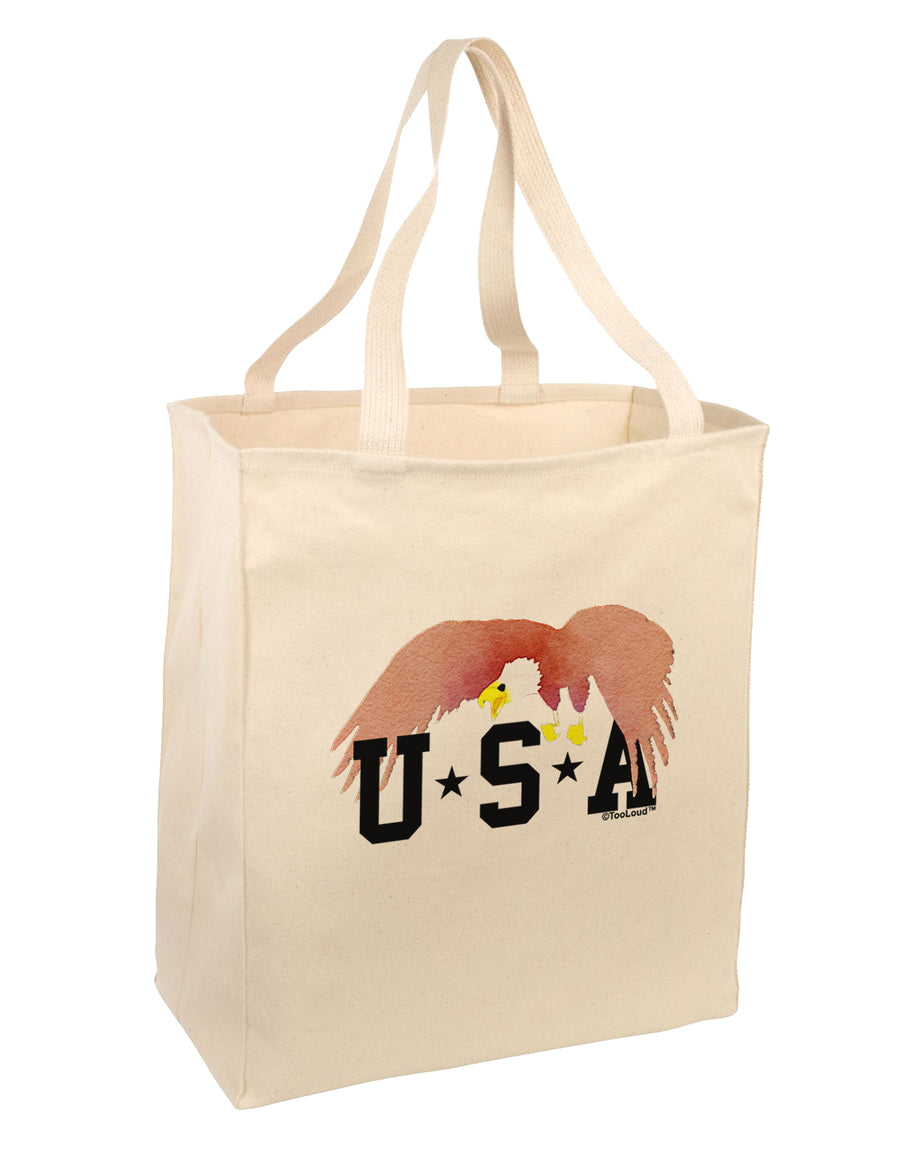 Bald Eagle USA Large Grocery Tote Bag by TooLoud-Grocery Tote-TooLoud-Natural-Large-Davson Sales