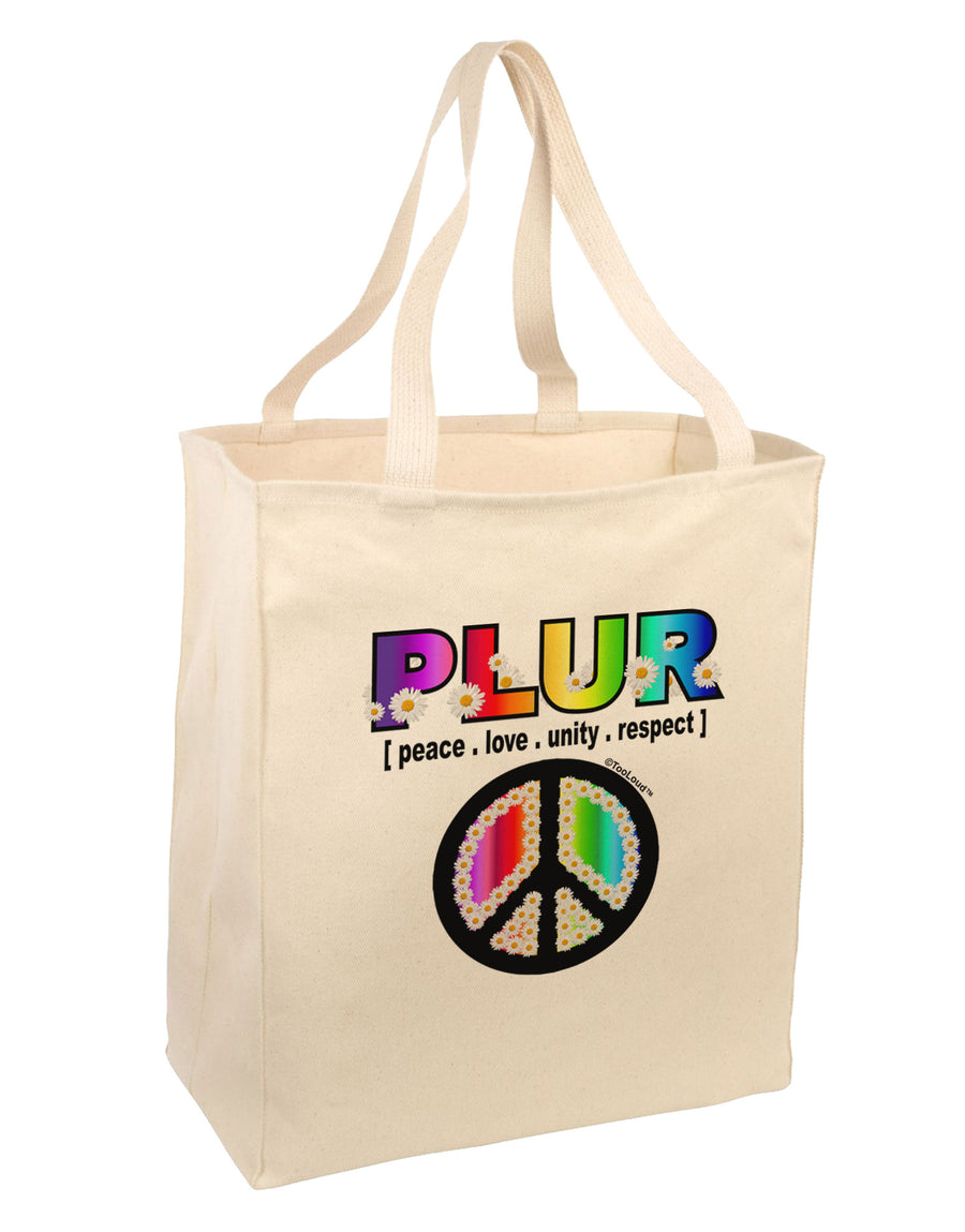 PLUR Rainbow Large Grocery Tote Bag-Grocery Tote-TooLoud-Natural-Large-Davson Sales