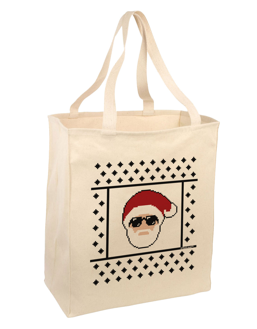 Cool Santa Christmas Sweater Large Grocery Tote Bag-Grocery Tote-TooLoud-Natural-Large-Davson Sales