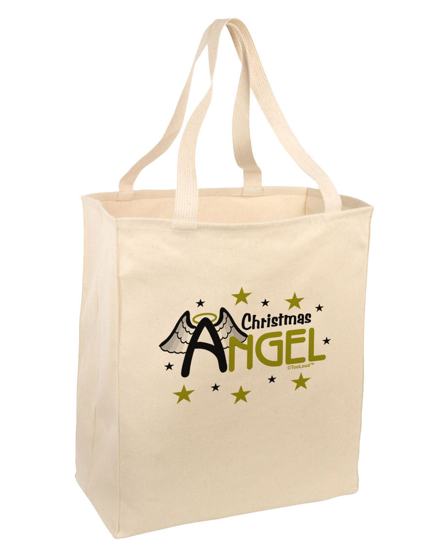 Christmas Angel Text Large Grocery Tote Bag-Grocery Tote-TooLoud-Natural-Large-Davson Sales