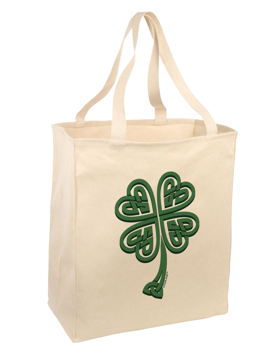 3D Style Celtic Knot 4 Leaf Clover Large Grocery Tote Bag-Grocery Tote-TooLoud-Natural-Large-Davson Sales
