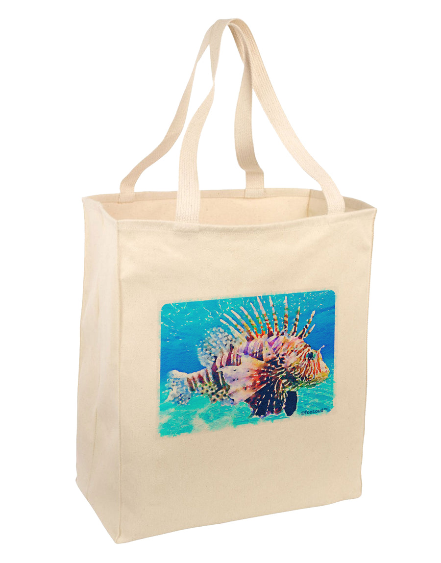 Lionfish in Watercolor Large Grocery Tote Bag by TooLoud-Grocery Tote-TooLoud-Natural-Large-Davson Sales