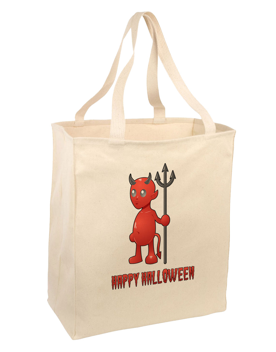 Cute Devil - Happy Halloween Design Large Grocery Tote Bag-Grocery Tote-TooLoud-Natural-Large-Davson Sales