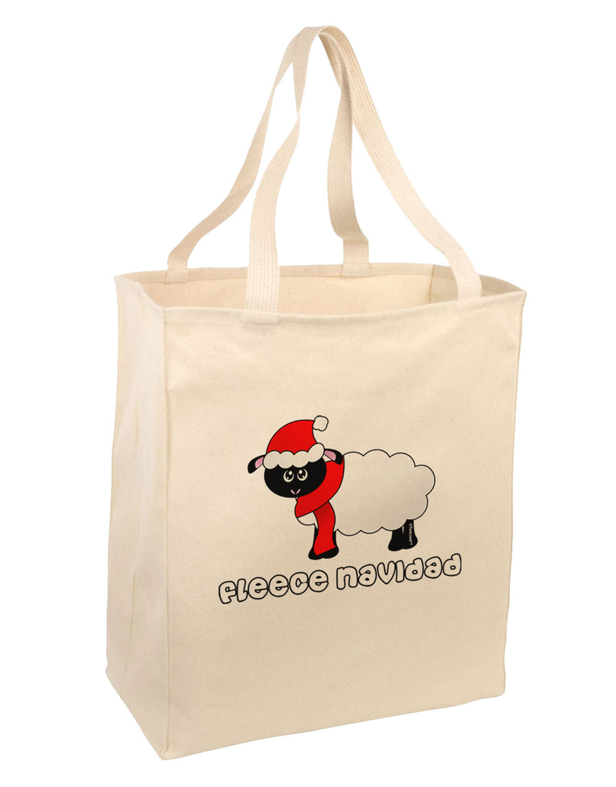 Fleece Navidad Christmas Sheep Large Grocery Tote Bag-Grocery Tote-TooLoud-Natural-Large-Davson Sales