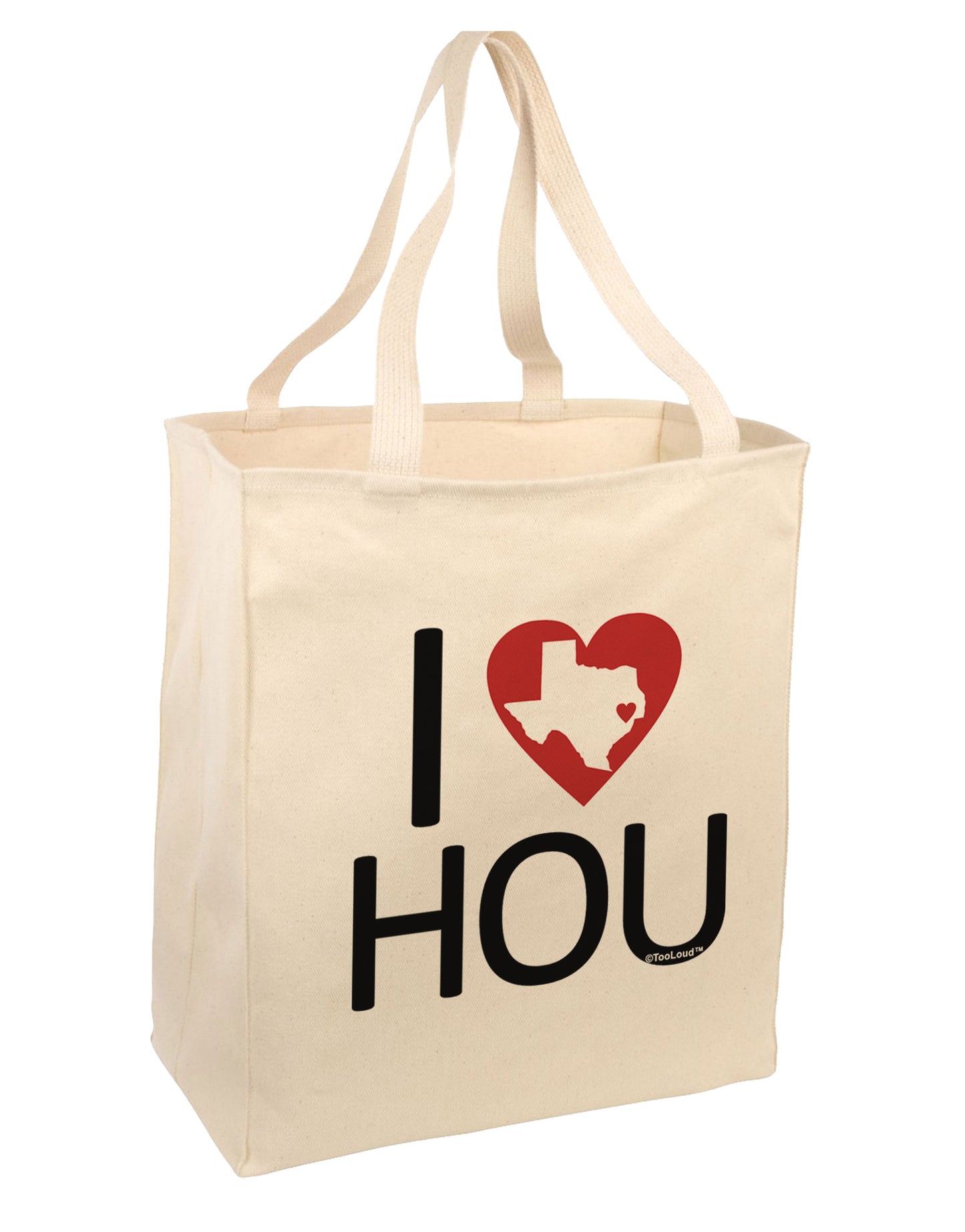 I Heart Houston Large Grocery Tote Bag-Natural-Grocery Tote-TooLoud-Natural-Large-Davson Sales