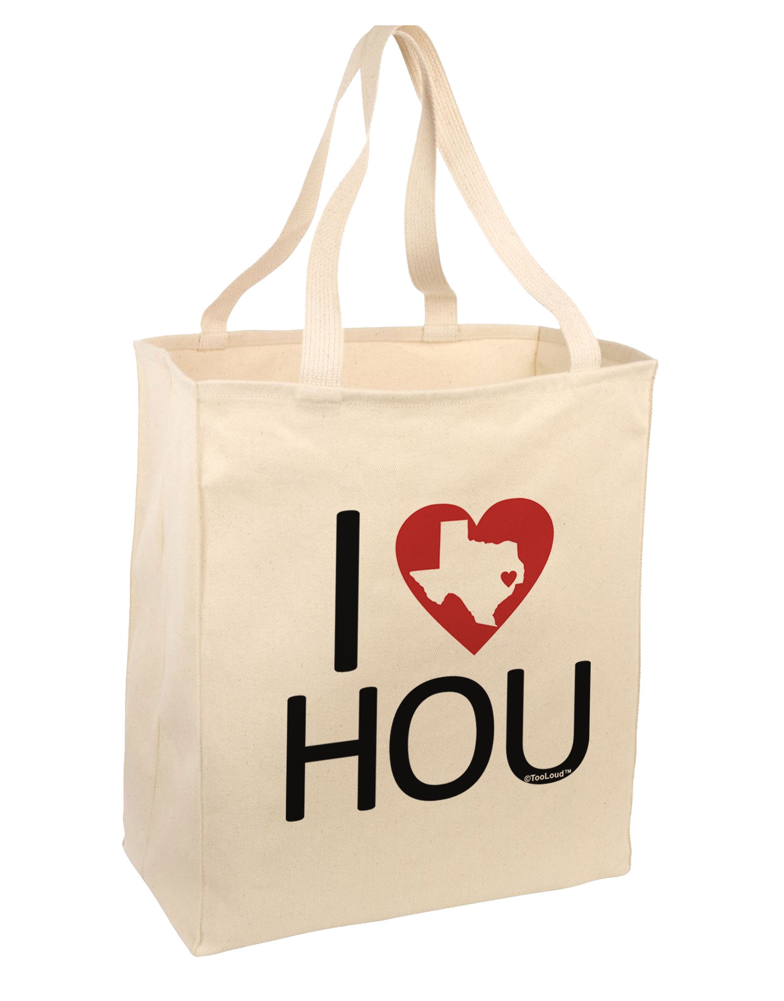 I Heart Houston Large Grocery Tote Bag-Natural-Grocery Tote-TooLoud-Natural-Large-Davson Sales