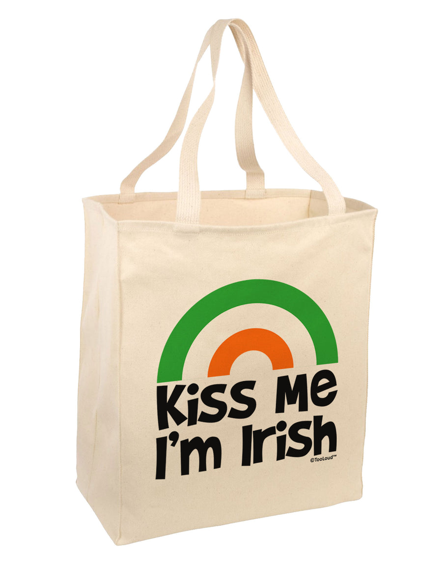 Irish Flag Rainbow - Kiss Me I'm Irish Large Grocery Tote Bag by TooLoud-Grocery Tote-TooLoud-Natural-Large-Davson Sales