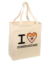 I Love Heart Pomeranians Large Grocery Tote Bag-Grocery Tote-TooLoud-Natural-Large-Davson Sales