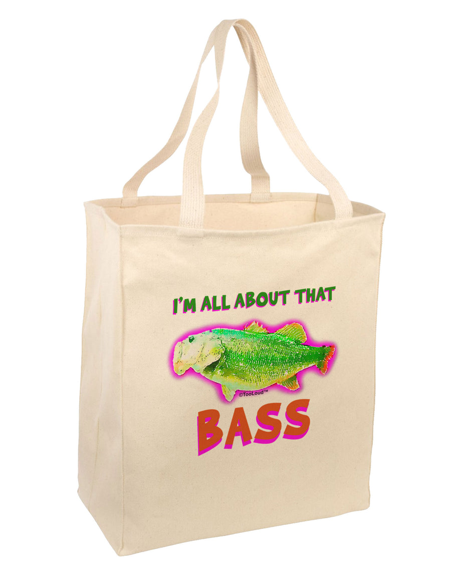 All About That Bass Fish Watercolor Large Grocery Tote Bag-Grocery Tote-TooLoud-Natural-Large-Davson Sales