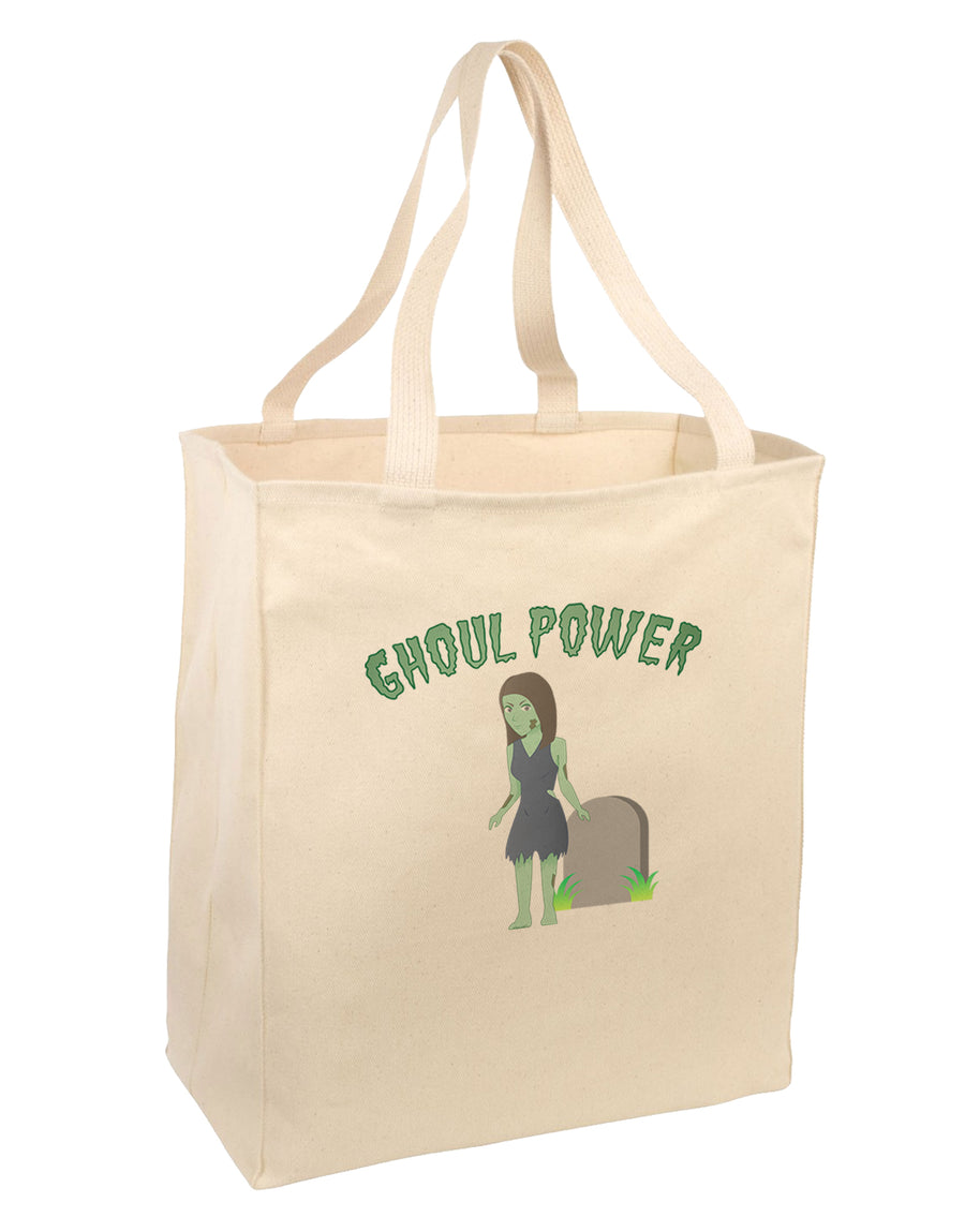 Ghoul Power - Funny Halloween Large Grocery Tote Bag-Grocery Tote-TooLoud-Natural-Large-Davson Sales