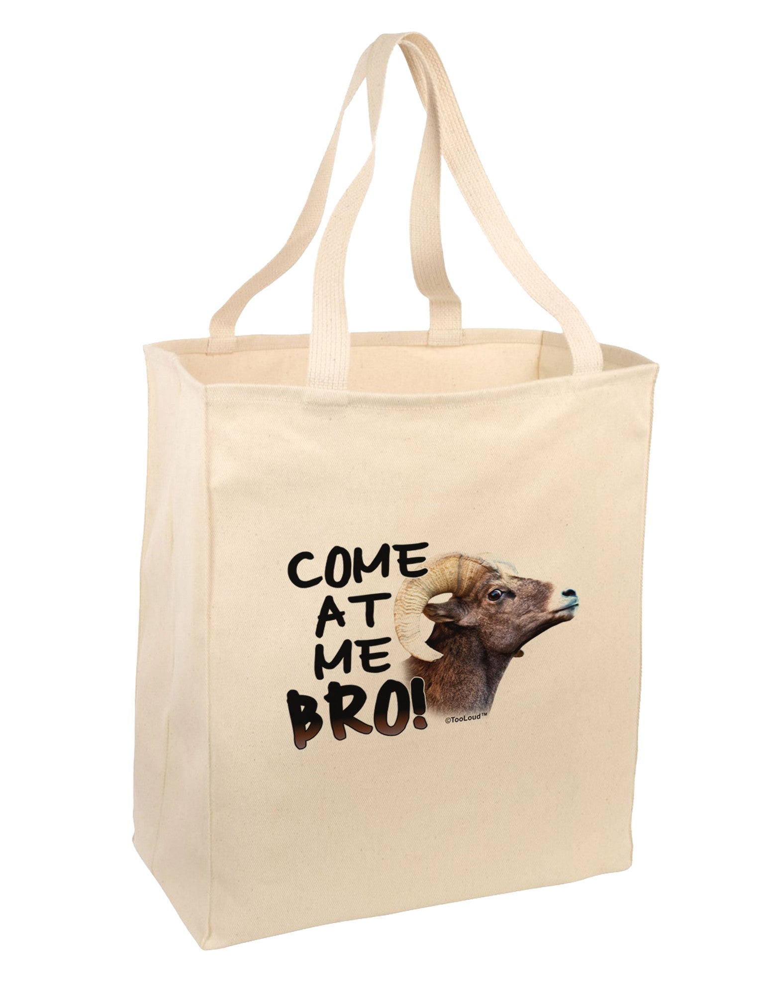 Come At Me Bro Big Horn Large Grocery Tote Bag-Natural-Grocery Tote-TooLoud-Natural-Large-Davson Sales