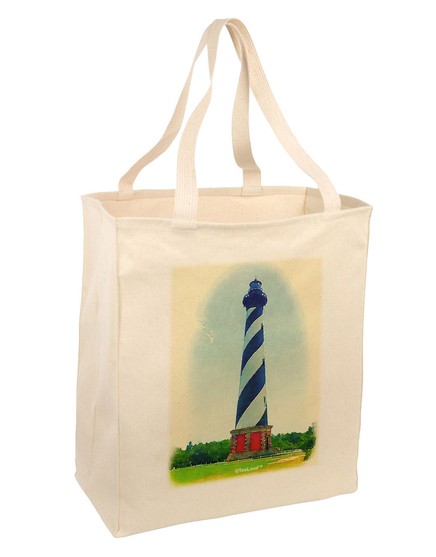 Watercolor Lighthouse 1 Large Grocery Tote Bag-Grocery Tote-TooLoud-Natural-Large-Davson Sales