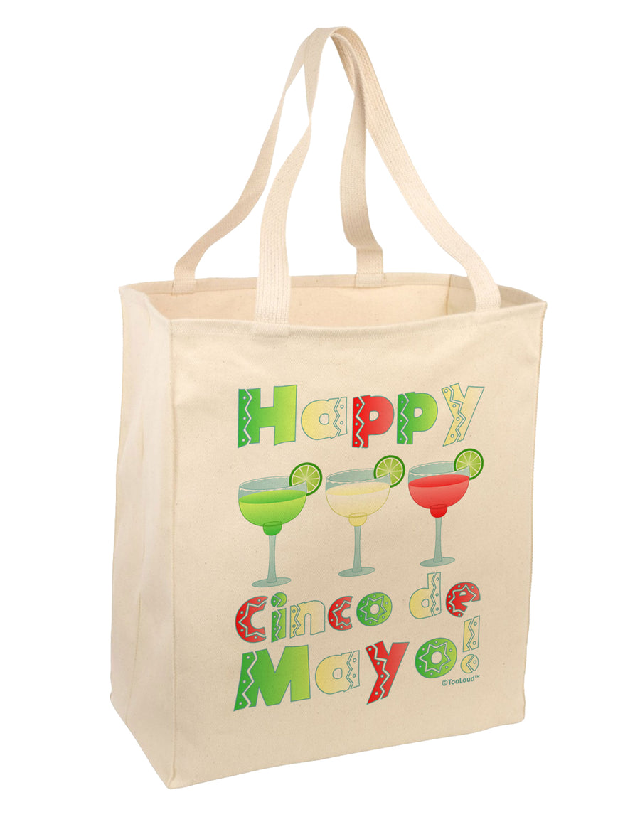 Margaritas - Mexican Flag Colors - Happy Cinco de Mayo Large Grocery Tote Bag by TooLoud-Grocery Tote-TooLoud-Natural-Large-Davson Sales