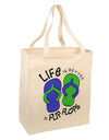 Life is Better in Flip Flops - Blue and Green Large Grocery Tote Bag-Grocery Tote-TooLoud-Natural-Large-Davson Sales