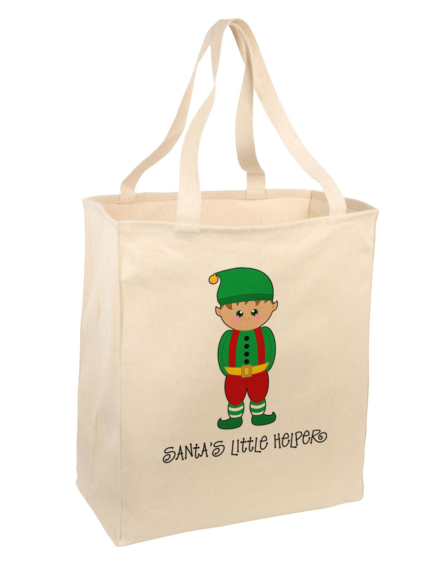 Santa's Little Helper Christmas Elf Boy Large Grocery Tote Bag-Grocery Tote-TooLoud-Natural-Large-Davson Sales