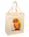 Sun Conure Parrot Watercolor Large Grocery Tote Bag-Grocery Tote-TooLoud-Natural-Large-Davson Sales