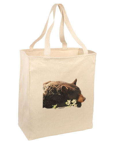 Laying Black Bear Cutout Large Grocery Tote Bag-Natural-Grocery Tote-TooLoud-Natural-Large-Davson Sales