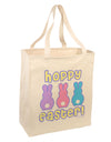 Three Easter Bunnies - Hoppy Easter Large Grocery Tote Bag by TooLoud-Grocery Tote-TooLoud-Natural-Large-Davson Sales