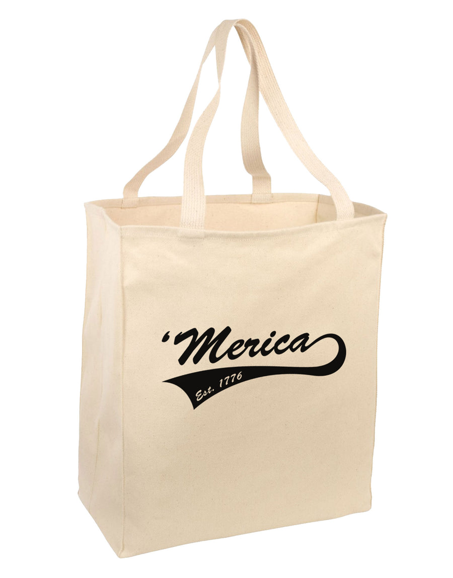 Merica Established 1776 Large Grocery Tote Bag by TooLoud-Grocery Tote-TooLoud-Natural-Large-Davson Sales