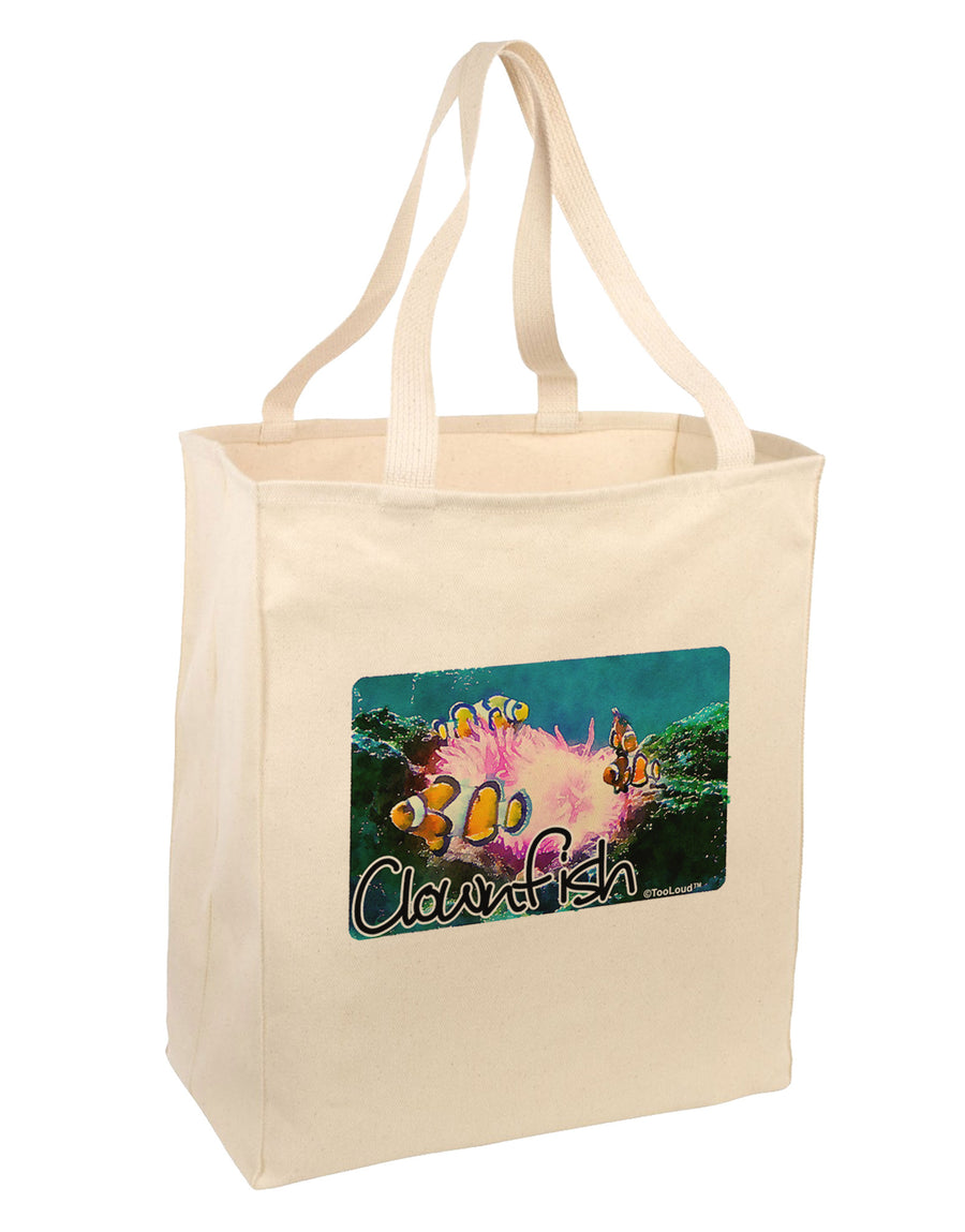 Clownfish Watercolor Text Large Grocery Tote Bag-Grocery Tote-TooLoud-Natural-Large-Davson Sales