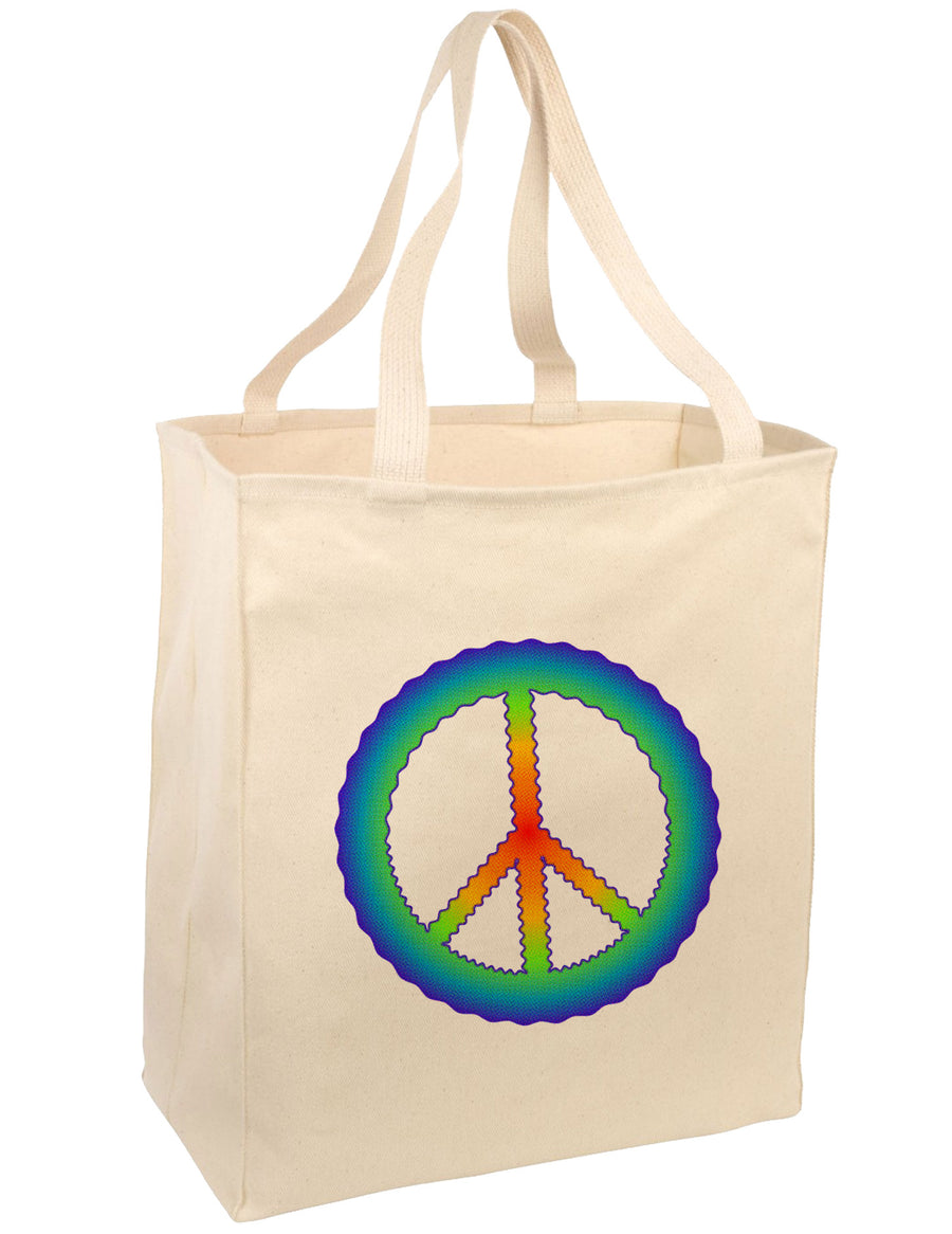 Halftone Peace Large Grocery Tote Bag-Grocery Tote-TooLoud-Natural-Large-Davson Sales