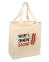 TooLoud What's Shakin' Bacon Large Grocery Tote Bag-Grocery Tote-TooLoud-Natural-Large-Davson Sales