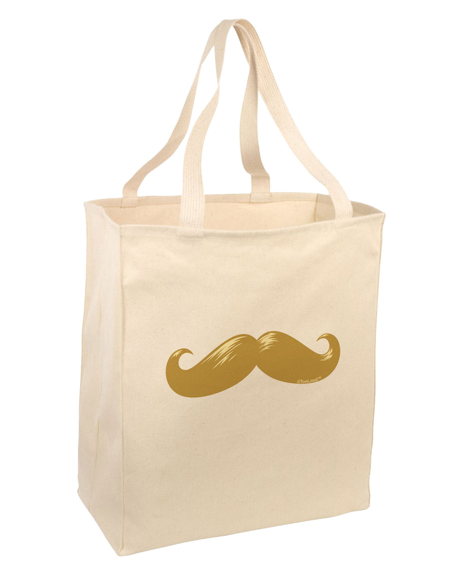 Big Gold Blonde Mustache Large Grocery Tote Bag-Grocery Tote-TooLoud-Natural-Large-Davson Sales