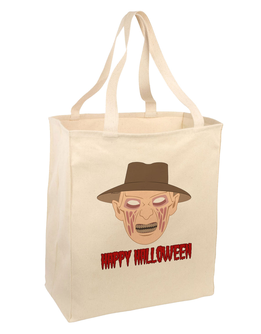 Scary Face With a Hat - Happy Halloween Large Grocery Tote Bag-Grocery Tote-TooLoud-Natural-Large-Davson Sales