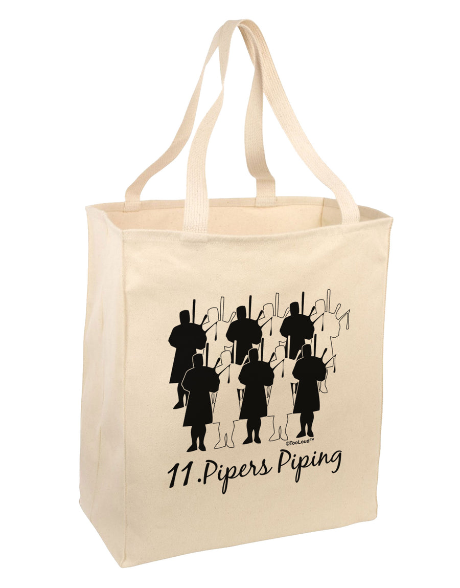 Eleven Pipers Piping Text Large Grocery Tote Bag-Grocery Tote-TooLoud-Natural-Large-Davson Sales