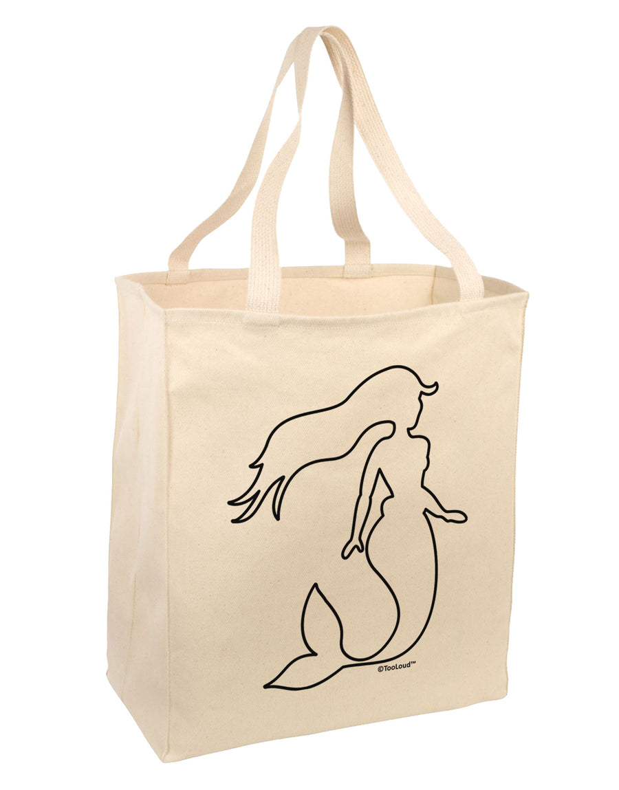 Mermaid Outline Large Grocery Tote Bag-Grocery Tote-TooLoud-Natural-Large-Davson Sales