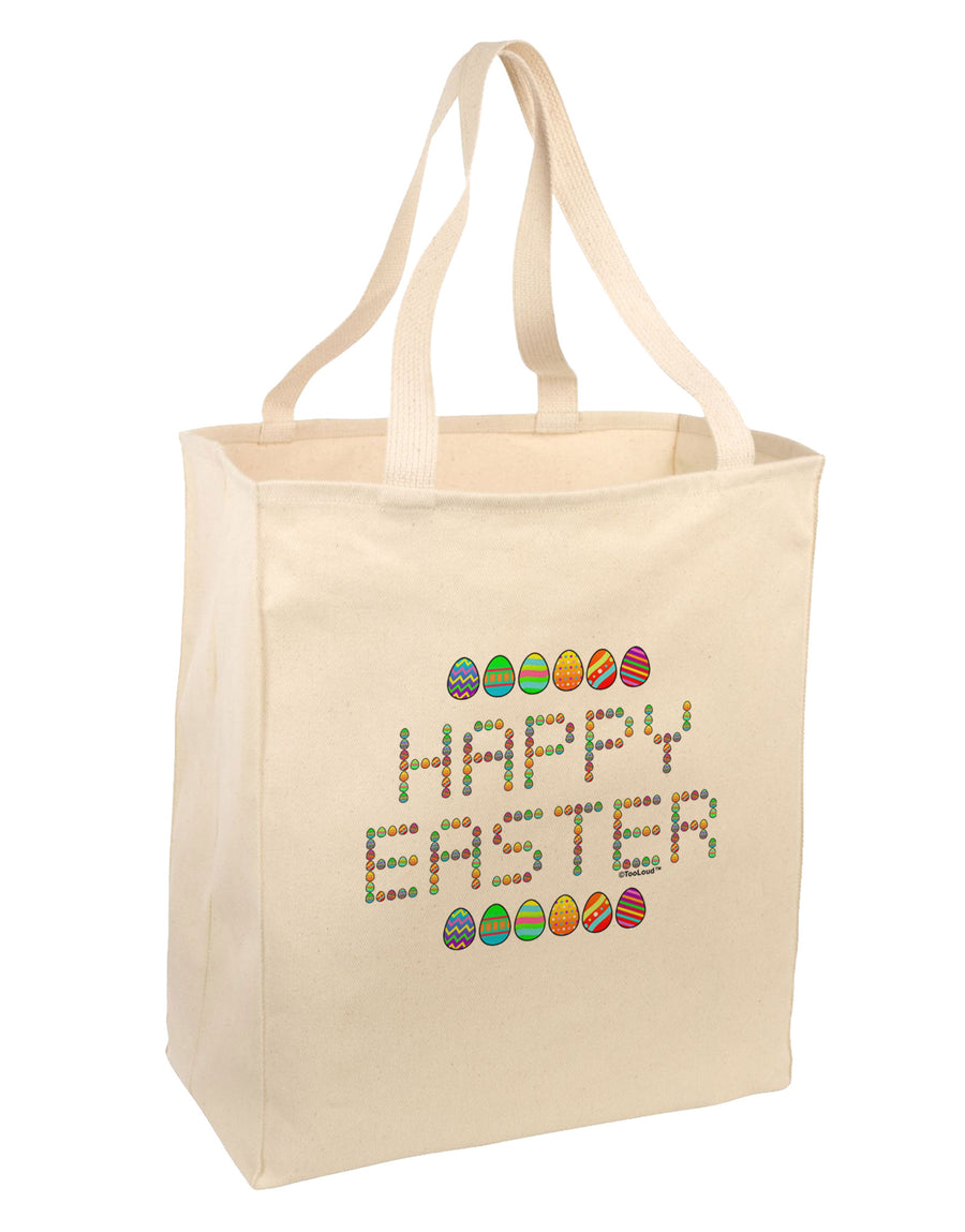 Happy Easter Eggs Large Grocery Tote Bag-Grocery Tote-TooLoud-Natural-Large-Davson Sales