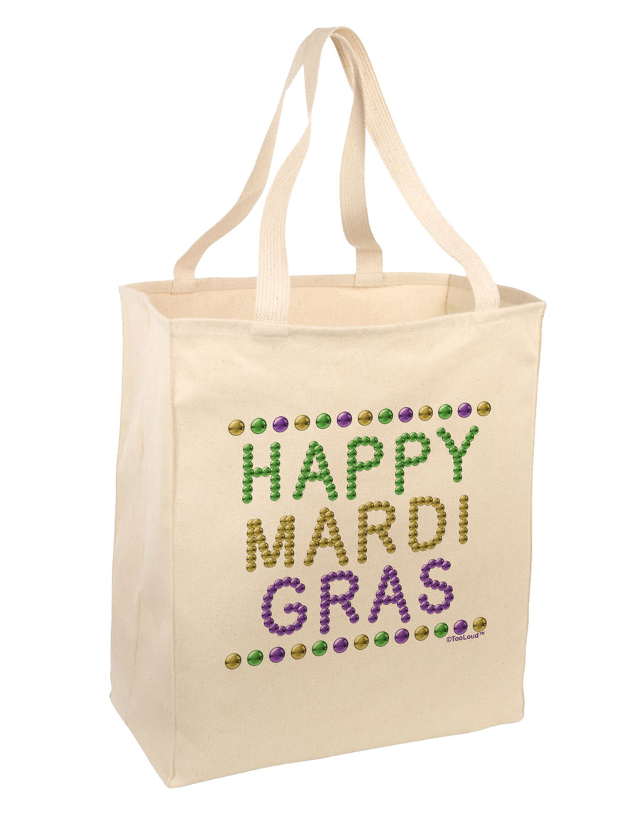 Happy Mardi Gras Beads Large Grocery Tote Bag-Grocery Tote-TooLoud-Natural-Large-Davson Sales