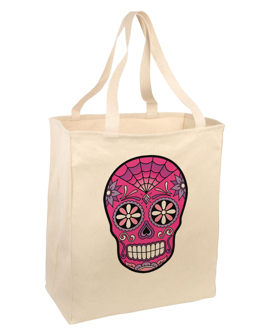 Version 4 Pink Day of the Dead Calavera Large Grocery Tote Bag-Grocery Tote-TooLoud-Natural-Large-Davson Sales