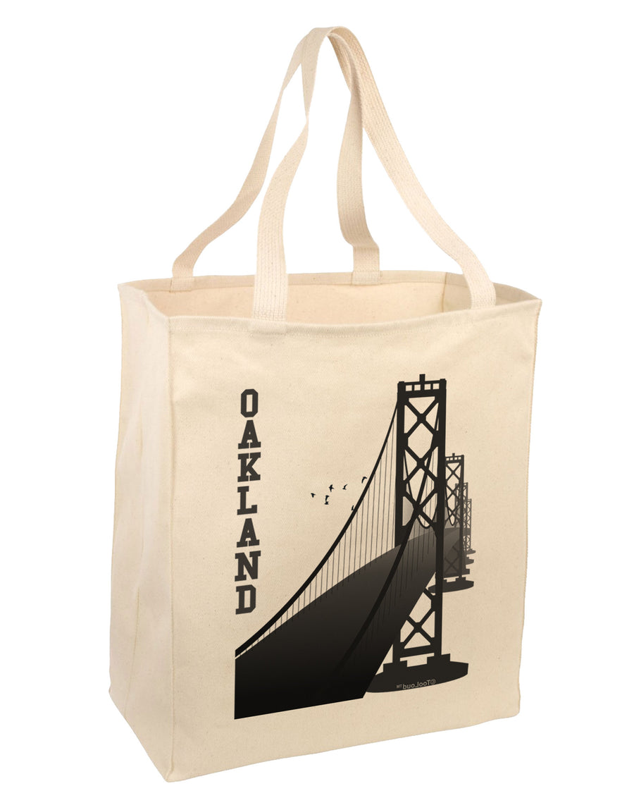 Oakland Text Bay Bridge Large Grocery Tote Bag-Grocery Tote-TooLoud-Natural-Large-Davson Sales