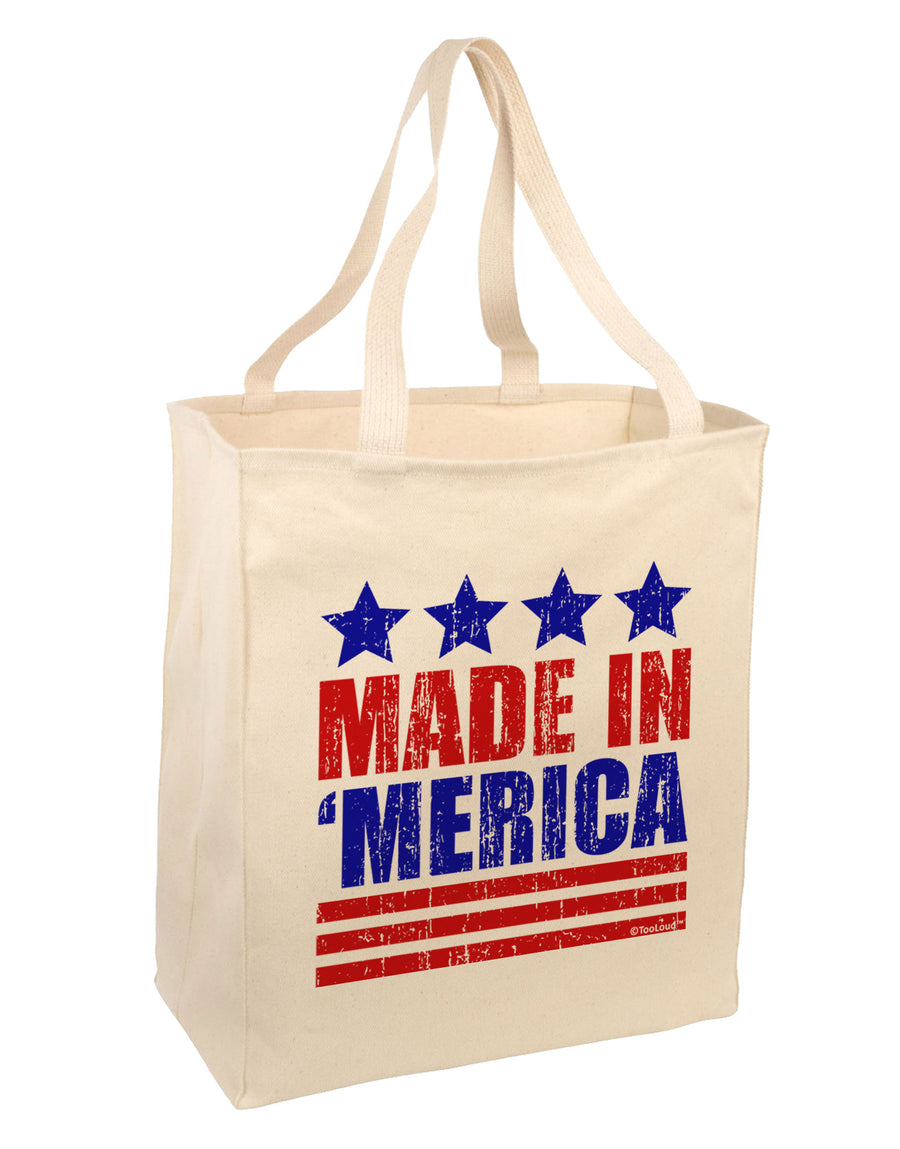 Made in Merica - Stars and Stripes Color Design Large Grocery Tote Bag-Grocery Tote-TooLoud-Natural-Large-Davson Sales