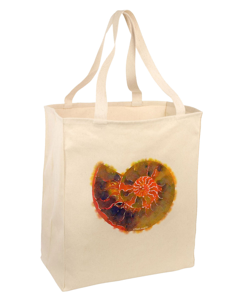 Nautilus Fossil Watercolor Large Grocery Tote Bag-Grocery Tote-TooLoud-Natural-Large-Davson Sales