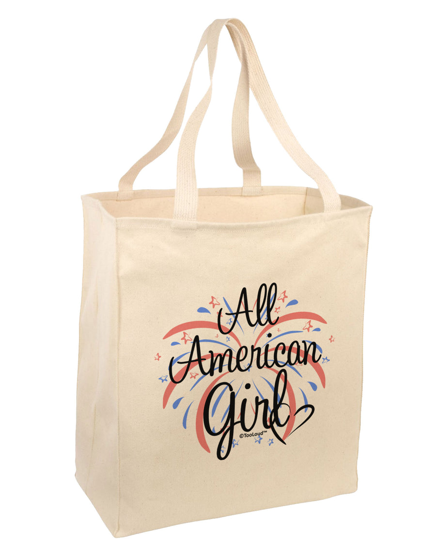 All American Girl - Fireworks and Heart Large Grocery Tote Bag by TooLoud-Grocery Tote-TooLoud-Natural-Large-Davson Sales