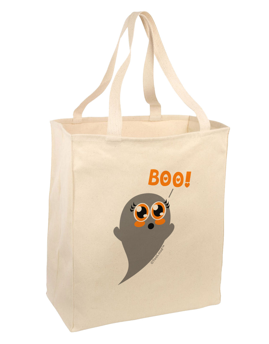 Cute Boo Ghost Large Grocery Tote Bag-Grocery Tote-TooLoud-Natural-Large-Davson Sales