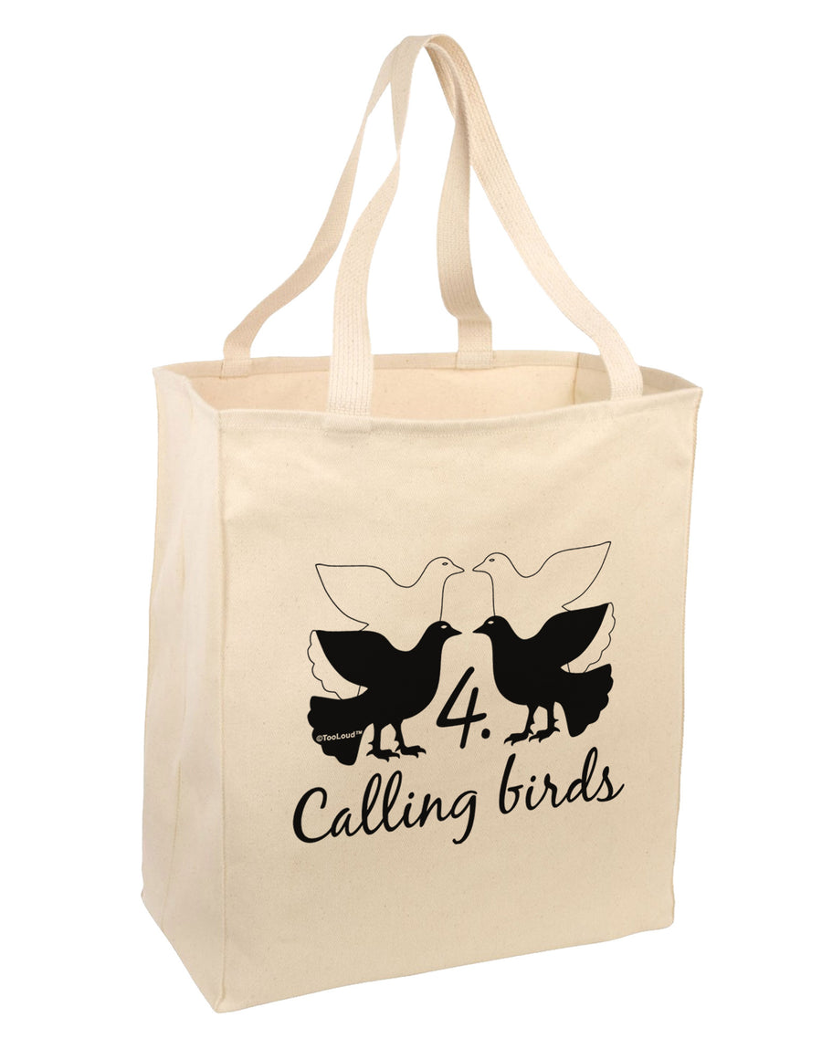 Four Calling Birds Text Large Grocery Tote Bag-Grocery Tote-TooLoud-Natural-Large-Davson Sales