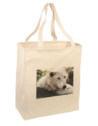 Laying White Wolf Large Grocery Tote Bag-Natural-Grocery Tote-TooLoud-Natural-Large-Davson Sales