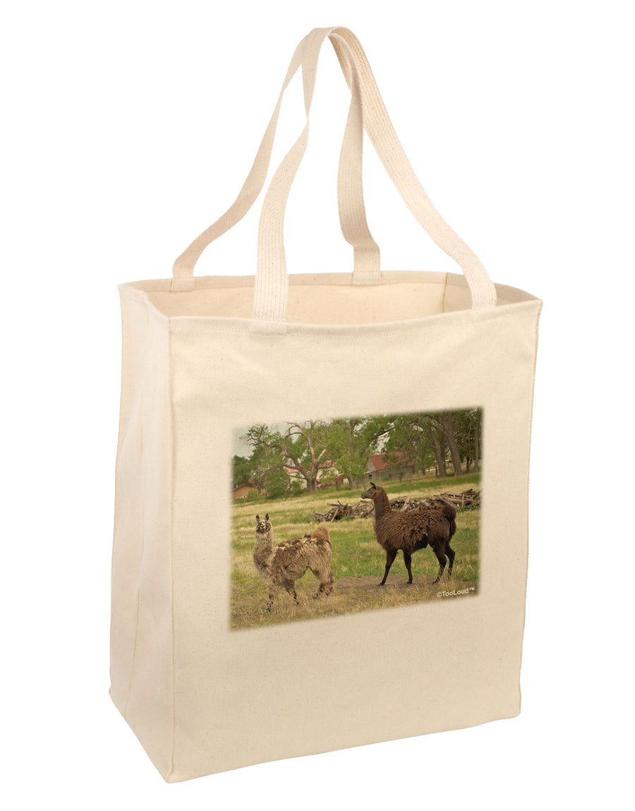 Standing Llamas Large Grocery Tote Bag-Natural by TooLoud-Grocery Tote-TooLoud-Natural-Large-Davson Sales