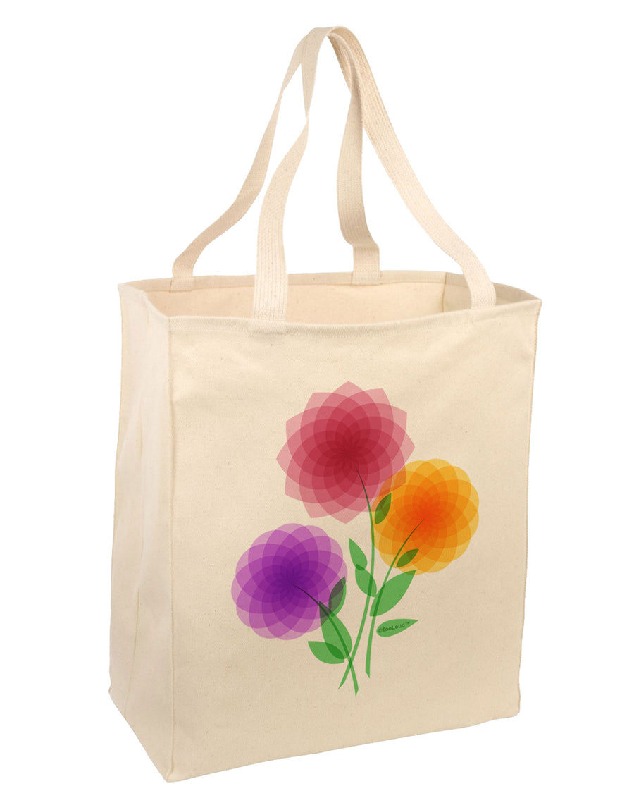 Crystal Dahlias Large Grocery Tote Bag-Natural-Grocery Tote-TooLoud-Natural-Large-Davson Sales