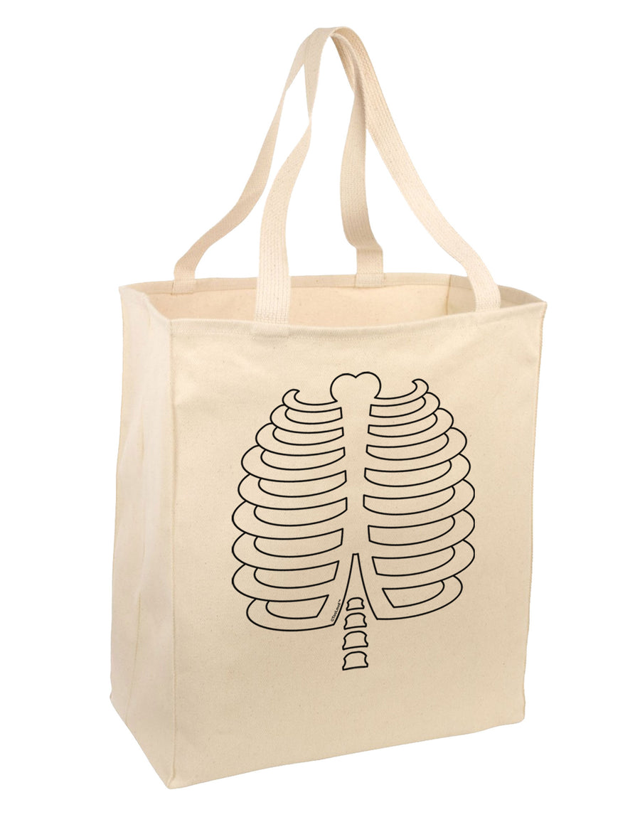 Skeleton Ribcage Halloween Large Grocery Tote Bag-Grocery Tote-TooLoud-Natural-Large-Davson Sales