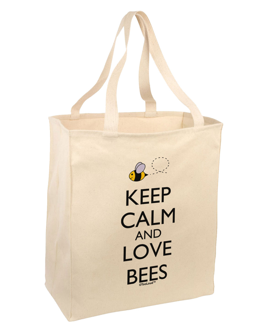 Keep Calm and Love Bees Color Large Grocery Tote Bag-Grocery Tote-TooLoud-Natural-Large-Davson Sales